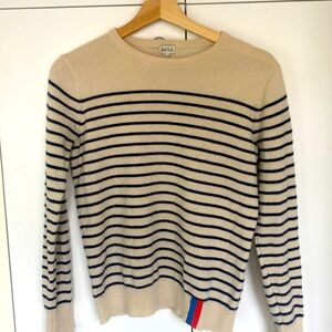 Kule navy off-white cashmere striped sweater XS spring French crew neck